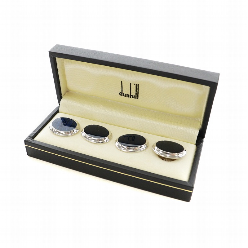 ダンヒル dunhill カフスボタン アクセサリー 2点セット ロゴ 楕円 紺 