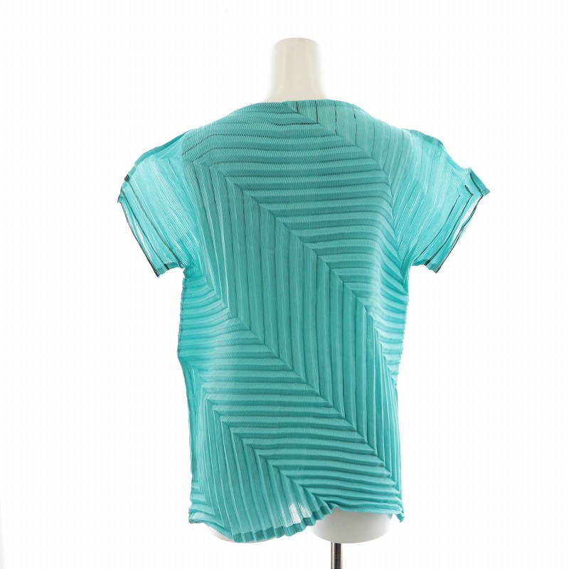 イッセイミヤケ　半袖　トップス　グリーン 中古・古着通販】me ISSEY MIYAKE (ミーイッセイ ミヤケ) プリーツ半纏