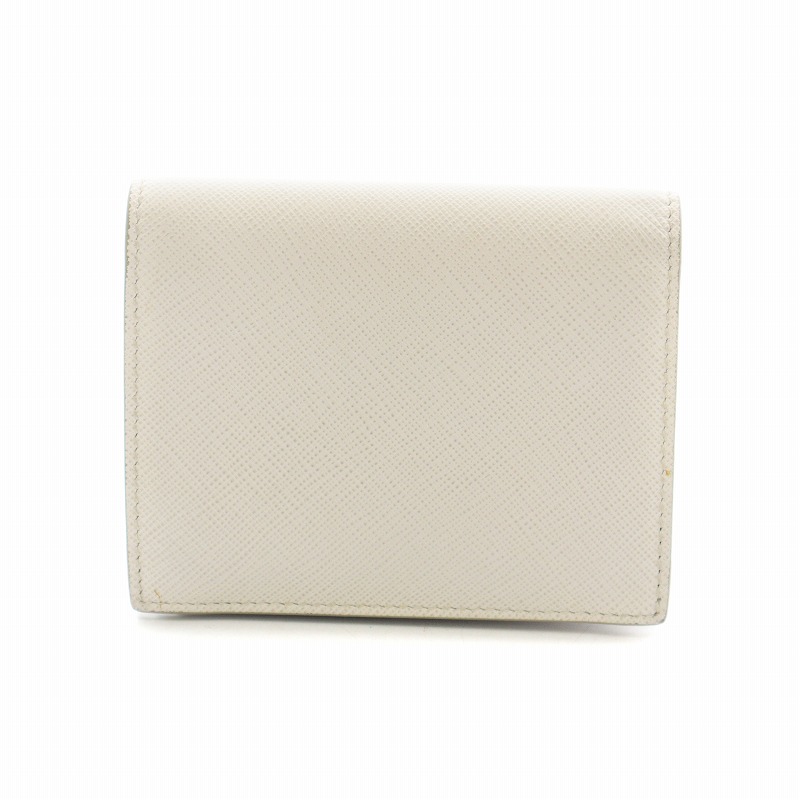 プラダ PRADA 二つ折り財布 ウォレット サフィアーノレザー ロゴ 白  