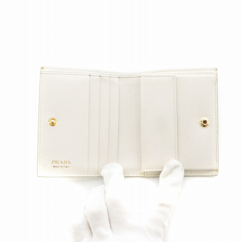 プラダ PRADA 二つ折り財布 ウォレット サフィアーノレザー ロゴ