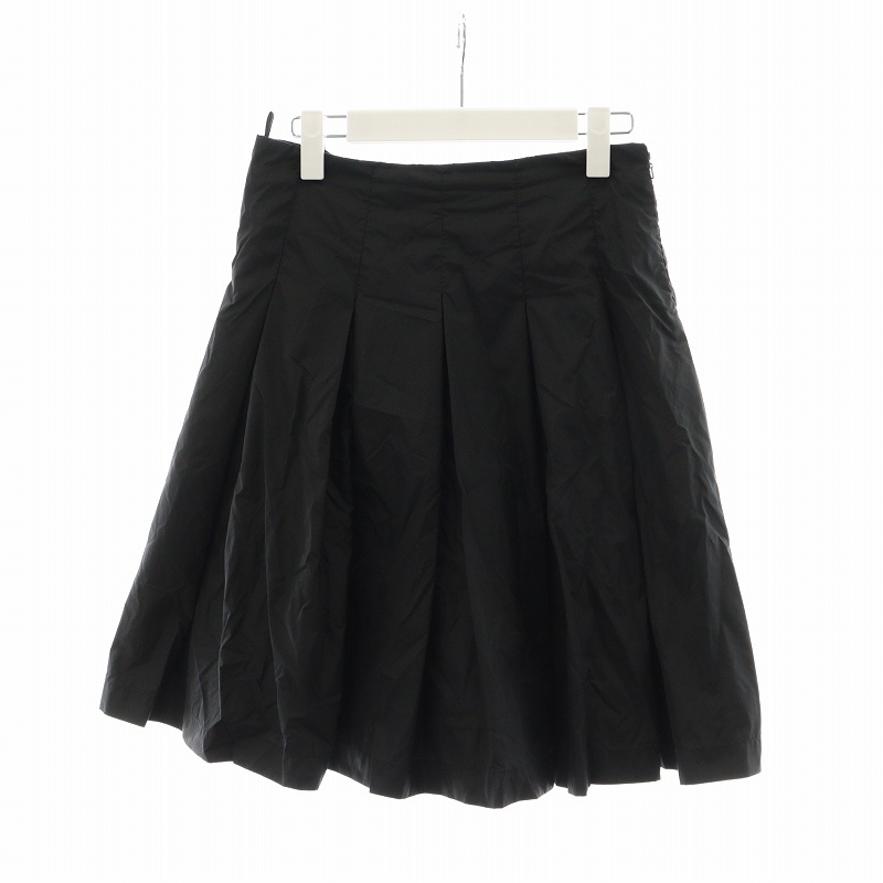 プラダ PRADA ミドルスカート フレア ナイロン 40 L 黒 ブラック