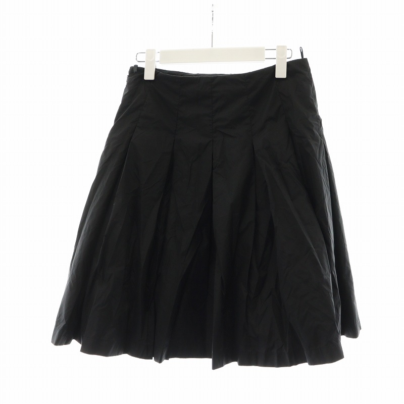 プラダ PRADA ミドルスカート フレア ナイロン 40 L 黒 ブラック  