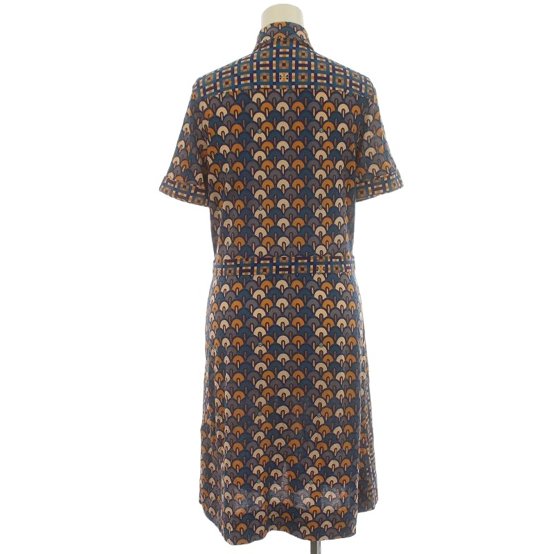 トリーバーチ TORY BURCH シャツワンピース 半袖 ひざ丈 総柄 トリーバーチ TORY BURCH シャツワンピース 半袖 ひざ丈 総柄
