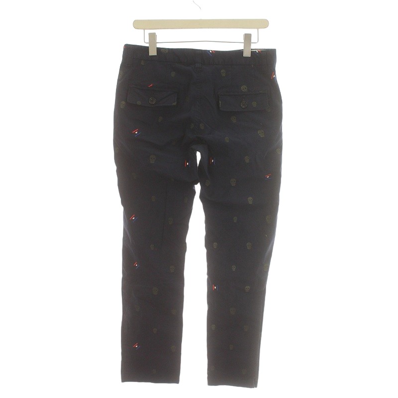 マーク＆ロナ MARK&LONA テーパードパンツ スカル柄 刺繍 ジップフライ