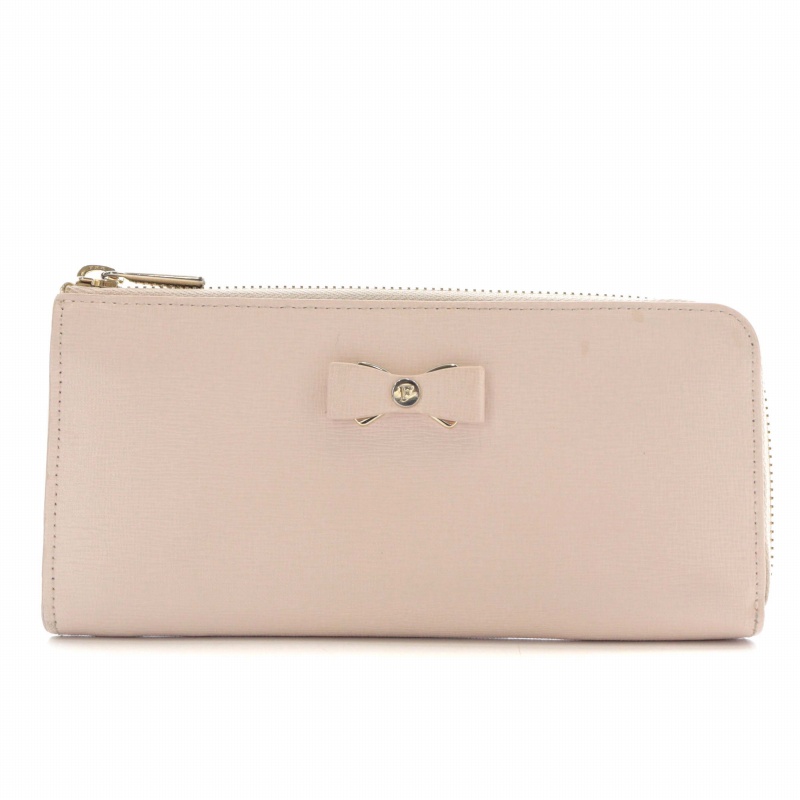 フルラ FURLA 長財布 L字ファスナー レザー リボン ロゴ