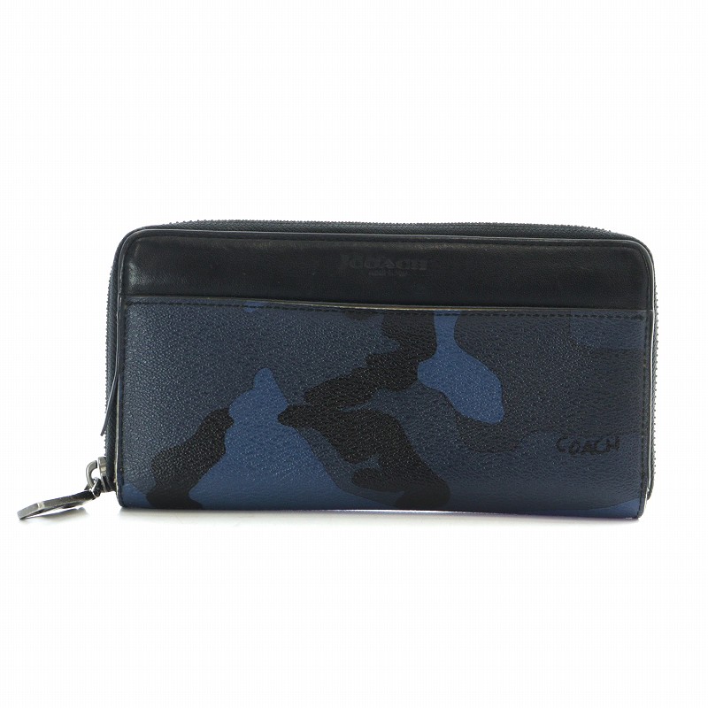 【✨新品未使用✨】COACH メンズ　長財布ブルー×カモフラ柄　迷彩 コーチ 長財布 メンズ 迷彩 ブルー 新品