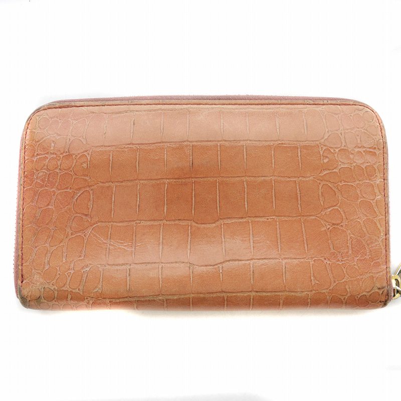 ミュウミュウ miumiu 長財布 ラウンドファスナー クロコ型押し レザー  