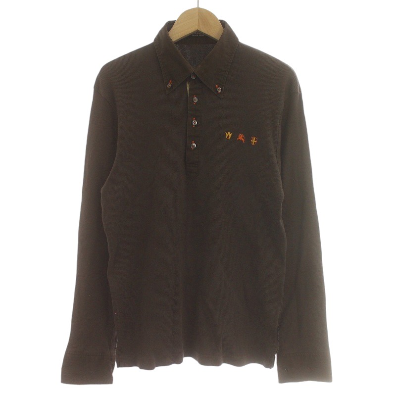 Burberry ブラック 長袖ポロシャツ M 極美品 BURBERRY LONDON 長袖ポロシャツ ブラック×ノバチェック