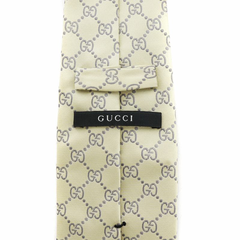 GUCCI ネクタイ 紋章柄 ベージュ グッチ GUCCI ネクタイ レギュラータイ 絹 シルク ロゴ 総柄 GG