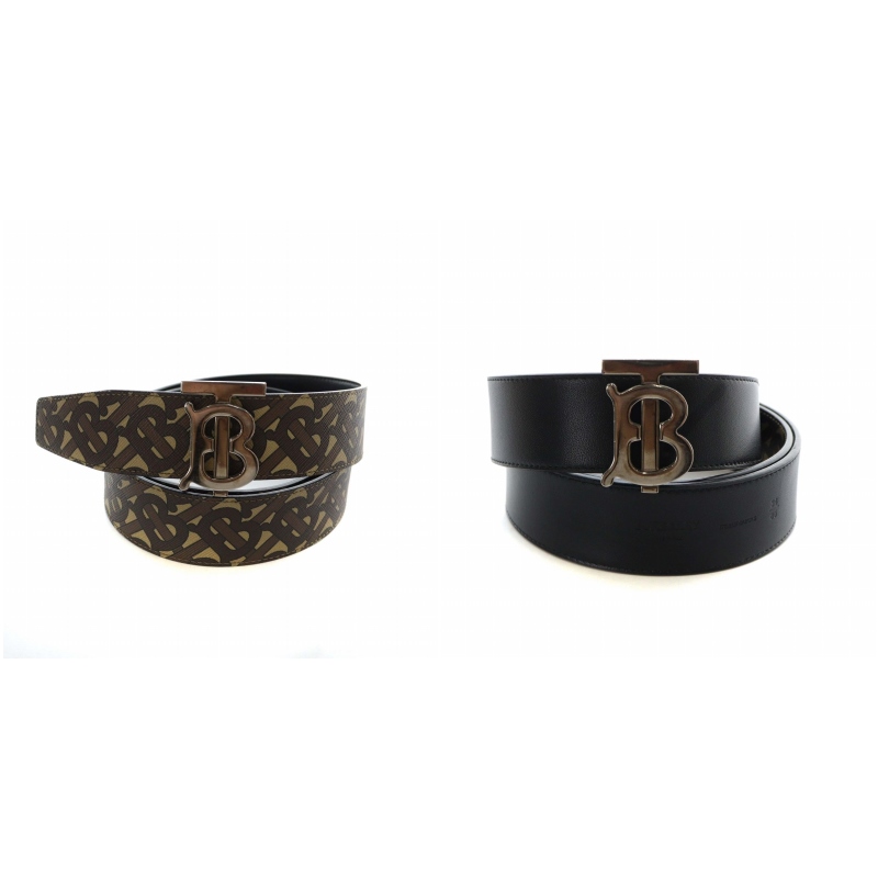 バーバリー BURBERRY ベルト リバーシブル レザー モノグラム 総柄 TB  