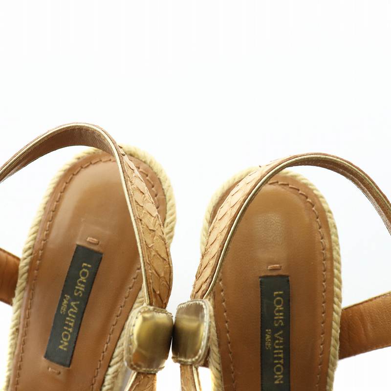 ルイヴィトン LOUIS VUITTON サンダル レザー オープントゥ ウェッジ  