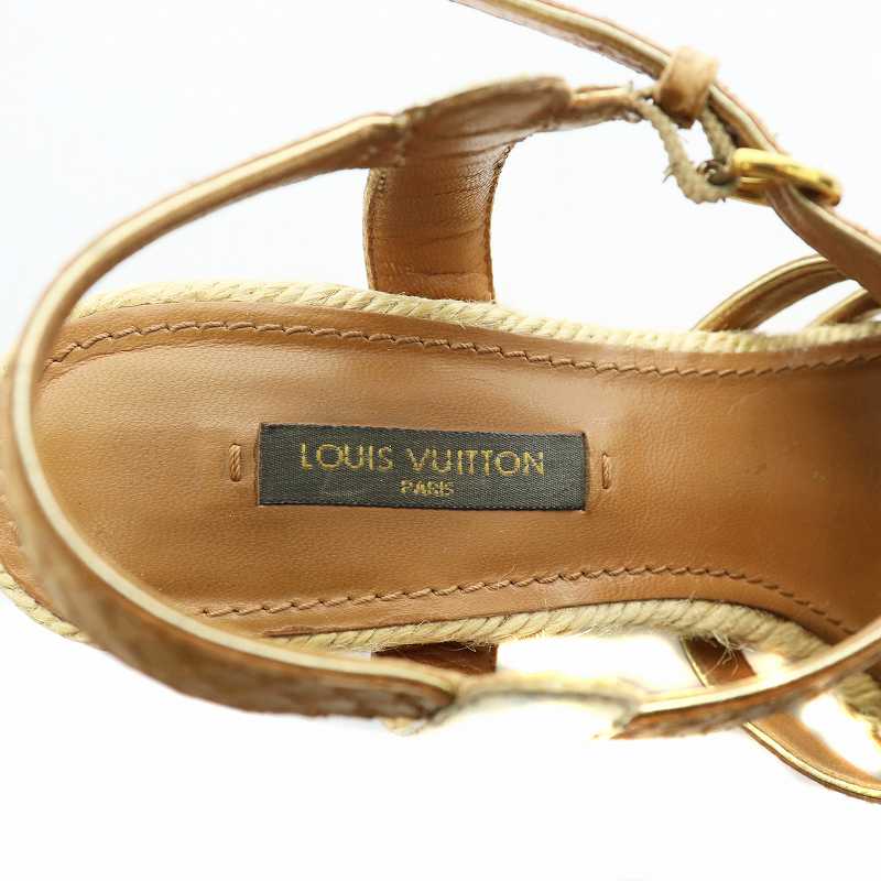 ルイヴィトン LOUIS VUITTON サンダル レザー オープントゥ ウェッジ 