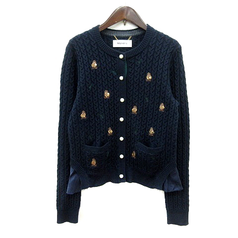 MUVEIL ミュベール 刺繍入りカーディガン ネイビー 【公式通販】