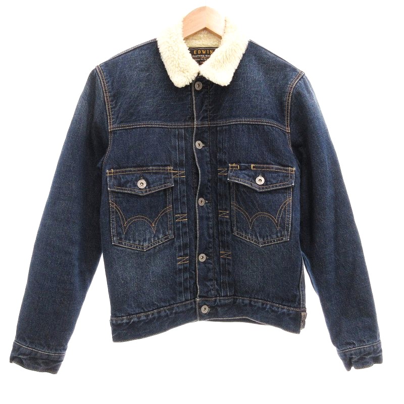 エドウィン EDWIN 美品 デニムボアジャケット Gジャン S 濃紺