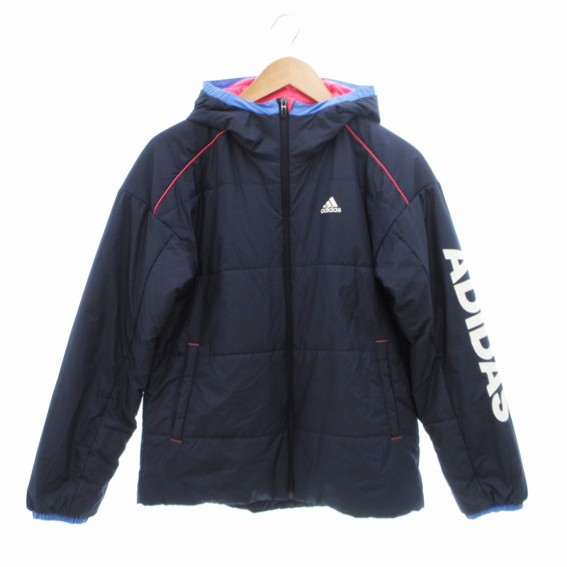 アディダス adidas 中綿ジャケット ジップアップ フード M 紺