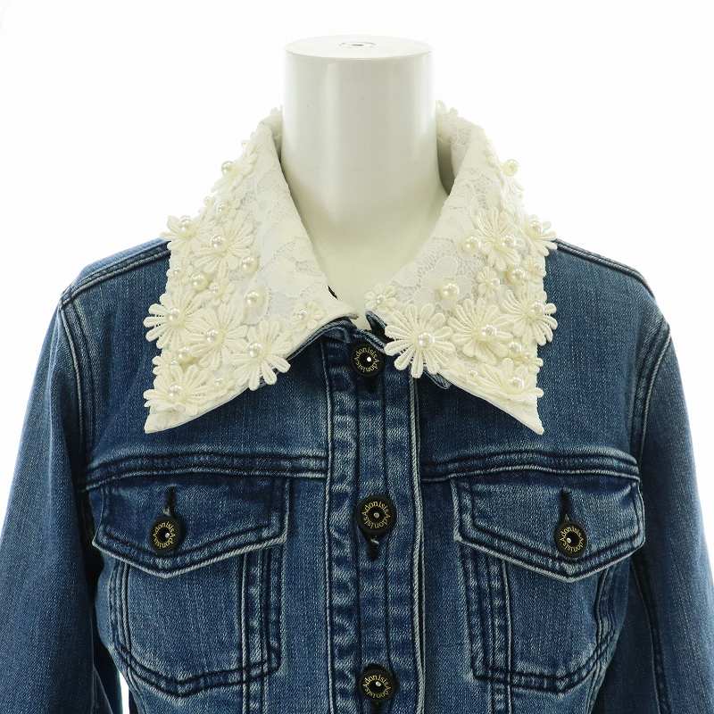 アドニシス Adonisis レースパールつけ襟パフデニム デニムジャケット