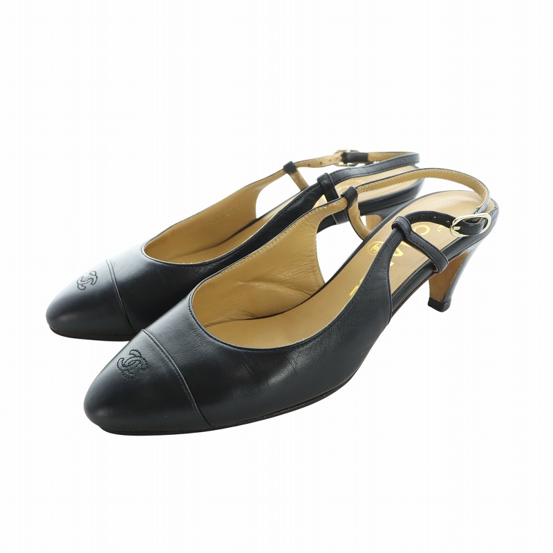 CHANEL スリングバックシューズ 35 ココマーク バイカラー CHANEL