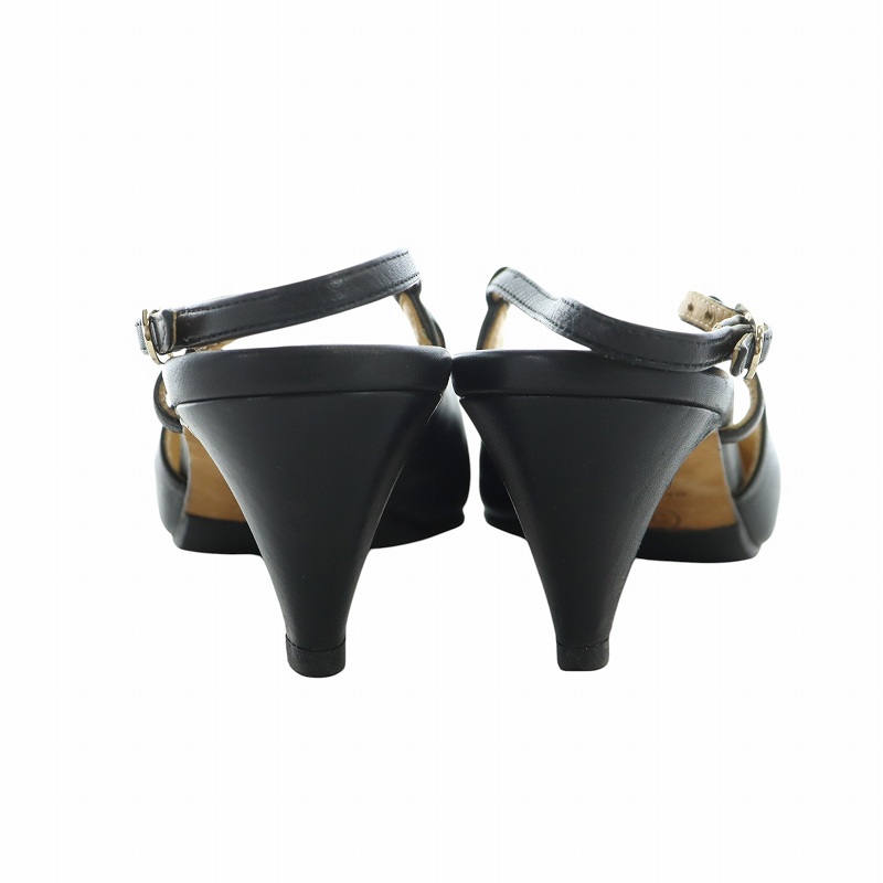 シャネル　パンプス　バックストラップ CHANEL シャネル バックストラップ パンプス レザー バイカラー