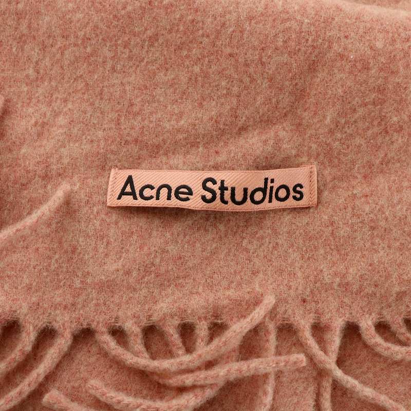【アクネストゥディオズ】マフラー 大判 フリンジ ウール ピンク Acne Studios ピンク フリンジマフラー 250x28cm 美品】Acne Studios