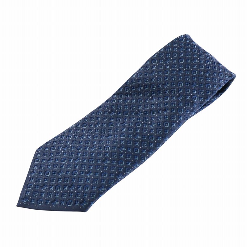 LOUIS VUITTON ネクタイ モノグラム 総柄 ブルー 水色 シルク ルイ