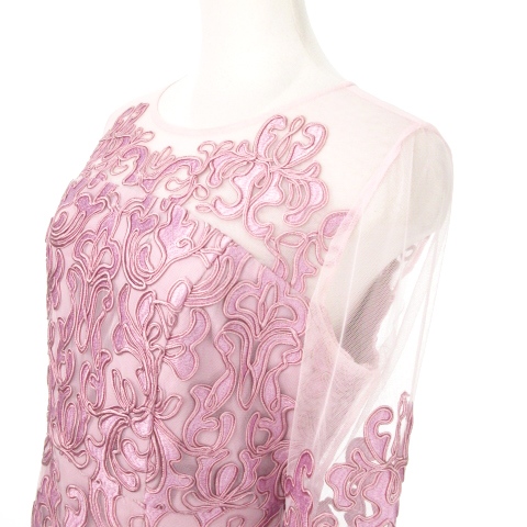 GRACE CONTINENTAL ピンクレース袖ドレス グレースコンチネンタル