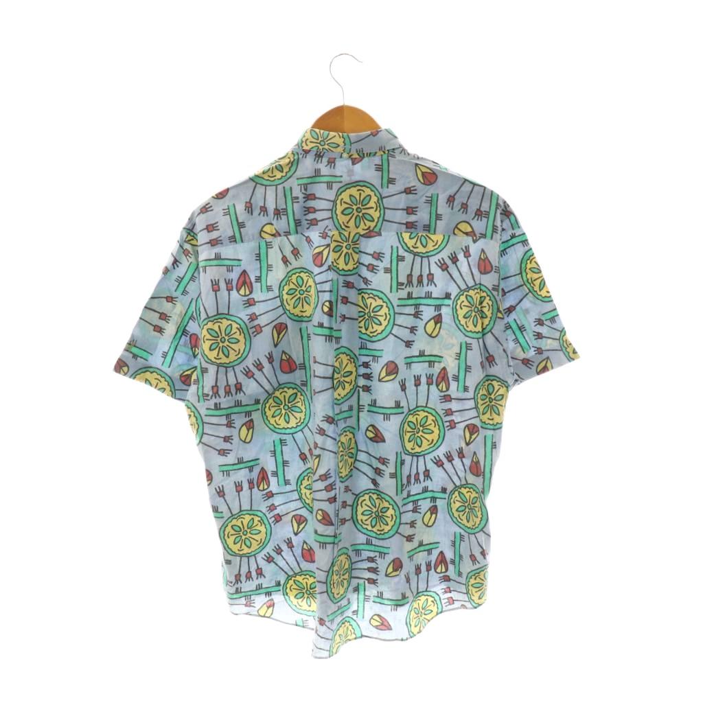 ケンゾー KENZO ヴィンテージ シャツ 半袖 総柄 ボタンダウン 3 ライトブルー /HK ■GY12 メンズ