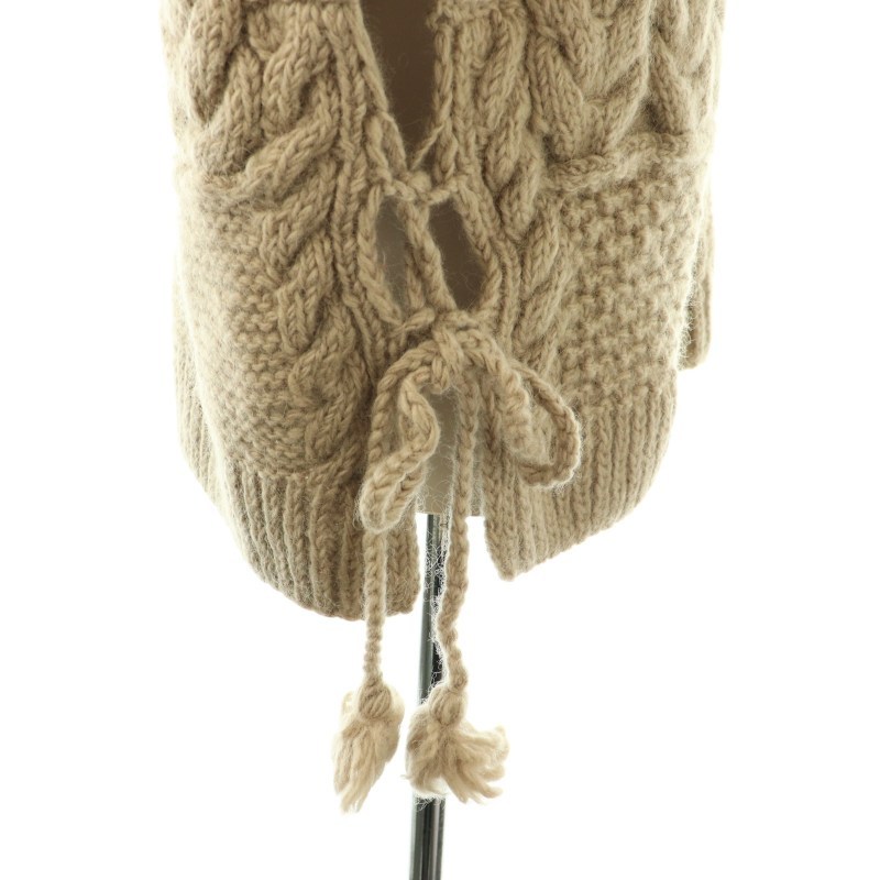 カーキ kha:ki ニットベスト セーター ケーブル編み ウール モカ