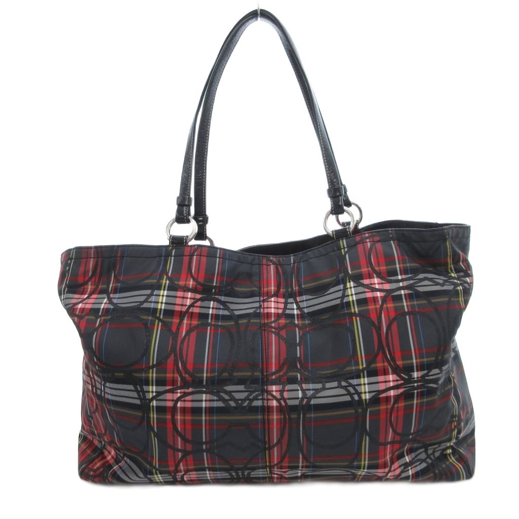コーチ COACH F15480 トートバッグ シグネチャー チェック柄 ラメ ロゴ 