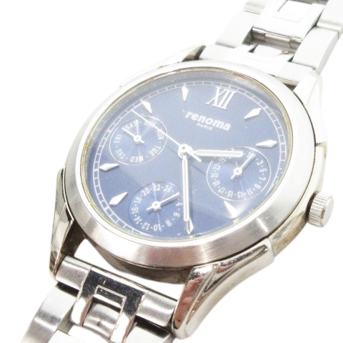 レノマ renoma 腕時計 ウォッチ クォーツ 青文字盤 トリプルカレンダー