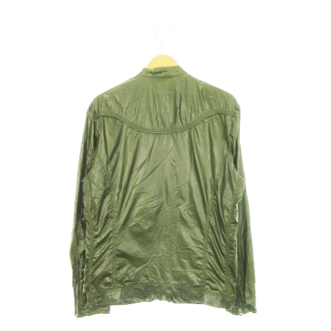 ディーゼル DIESEL ナイロンジャケット シングルライダース ロゴ アースカラー S 緑 グリーン /AH24 メンズ