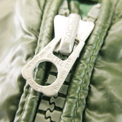 ディーゼル DIESEL ナイロンジャケット シングルライダース ロゴ アースカラー S 緑 グリーン /AH24 メンズ