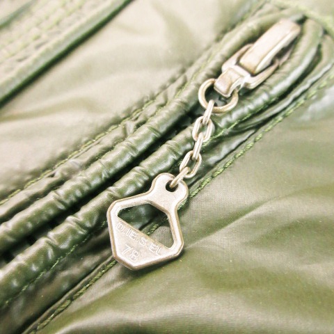 ディーゼル DIESEL ナイロンジャケット シングルライダース ロゴ アースカラー S 緑 グリーン /AH24 メンズ