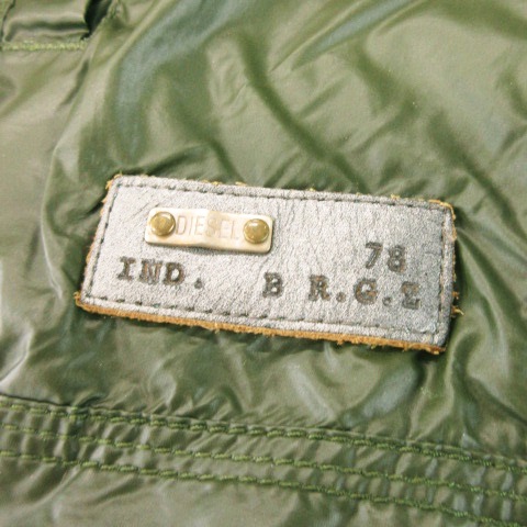 ディーゼル DIESEL ナイロンジャケット シングルライダース ロゴ アースカラー S 緑 グリーン /AH24 メンズ