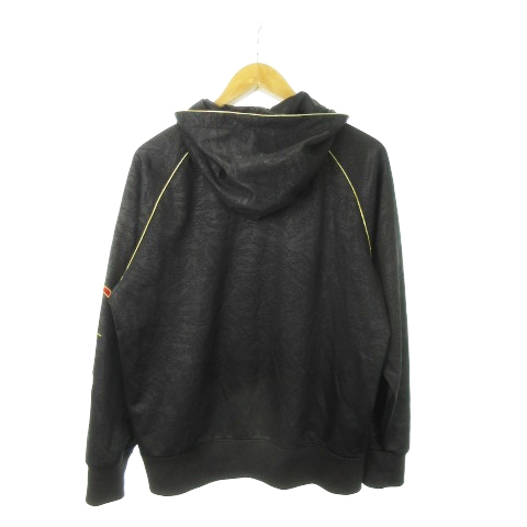 チャンピオン CHAMPION ATHLETIC ウォームアップフードシャツ ジャージ ジップパーカー 長袖 総柄 ジャガード ロゴ刺繍 スポーツ L 黒 ブラック CW1522 /MN15 メンズ