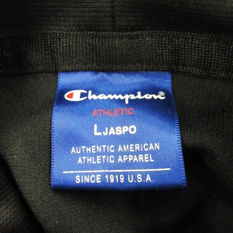 チャンピオン CHAMPION ATHLETIC ウォームアップフードシャツ ジャージ ジップパーカー 長袖 総柄 ジャガード ロゴ刺繍 スポーツ L 黒 ブラック CW1522 /MN15 メンズ