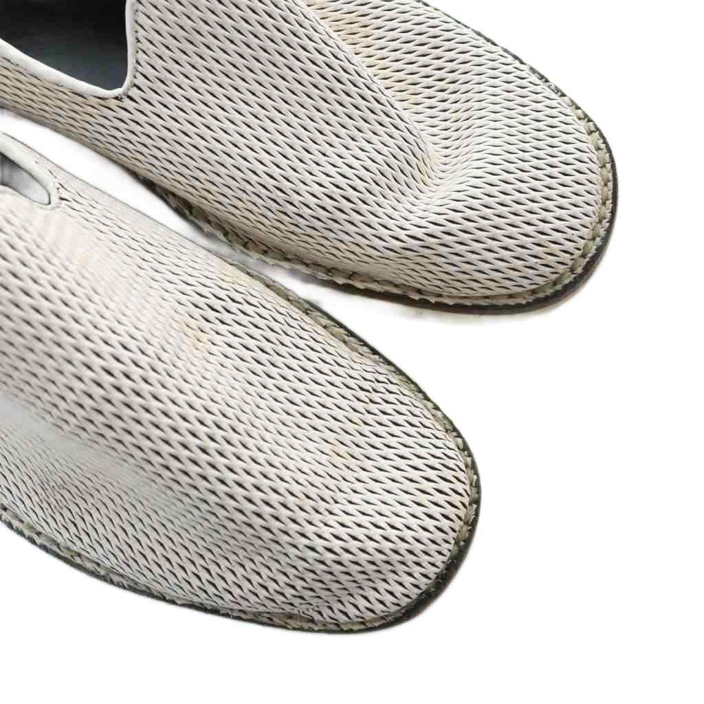 【中古】メゾンマルジェラ Maison Margiela スリッポン フラット スクエアトゥ ロゴ レザー メッシュ 42 27cm 白 メゾンマルジェラ Maison Margiela スリッポン フラット スクエアトゥ