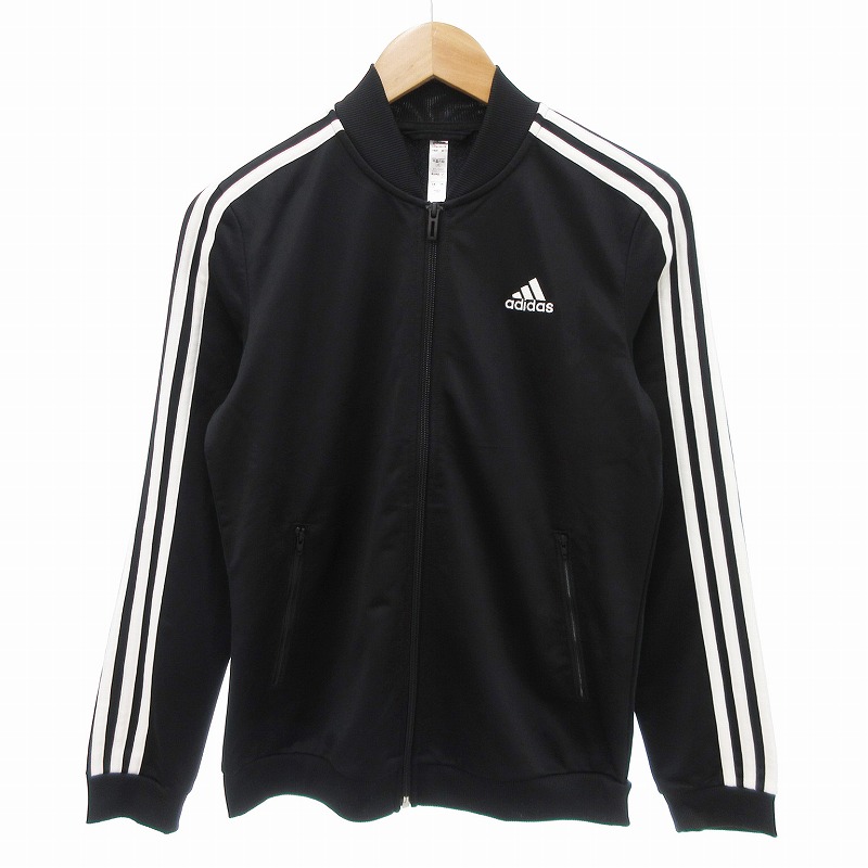 アディダス adidas トラックジャケット ジャージ ライン ロゴ S 黒 