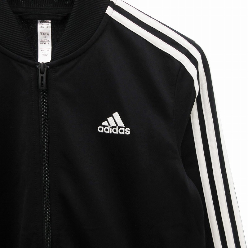 アディダス adidas トラックジャケット ジャージ ライン ロゴ S 黒