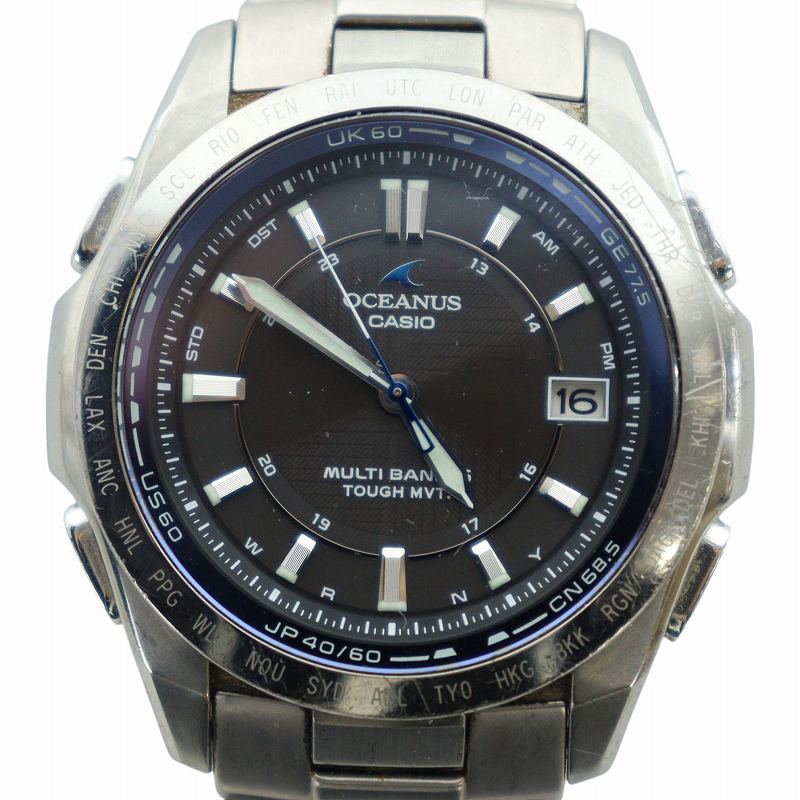 カシオ CASIO オシアナス 腕時計 ウォッチ ソーラー ロゴ 黒文字盤