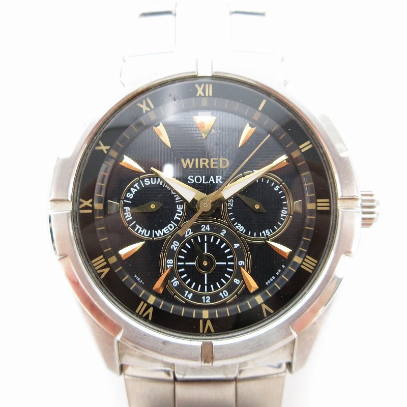 ワイアード WIRED 腕時計 ソーラー クロノグラフ ステンレス 銀色 V14J