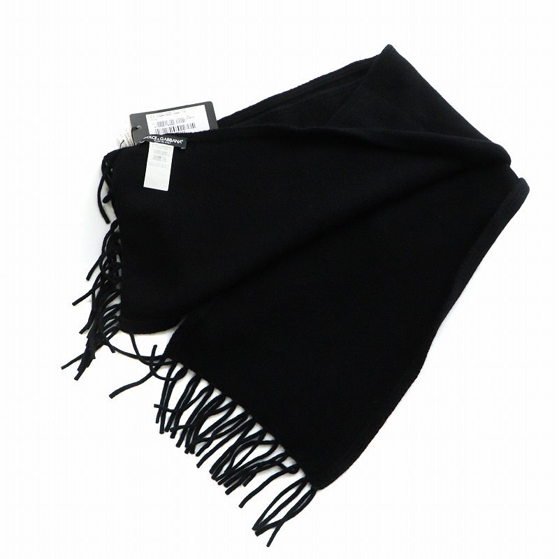 カシミヤ100% DOLCE＆GABBANA ドルガバ マフラー ブラック 黒 未使用品 ドルチェ&ガッバーナ ドルガバ DOLCE&GABBANA マフラー