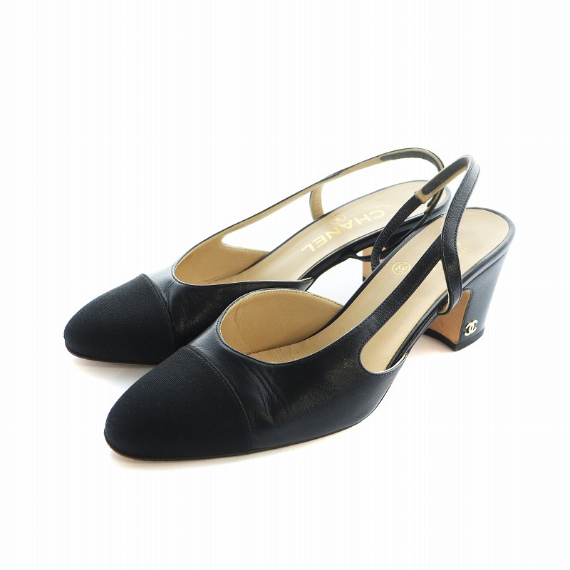 シャネル レザー ココマーク スリングバック パンプス