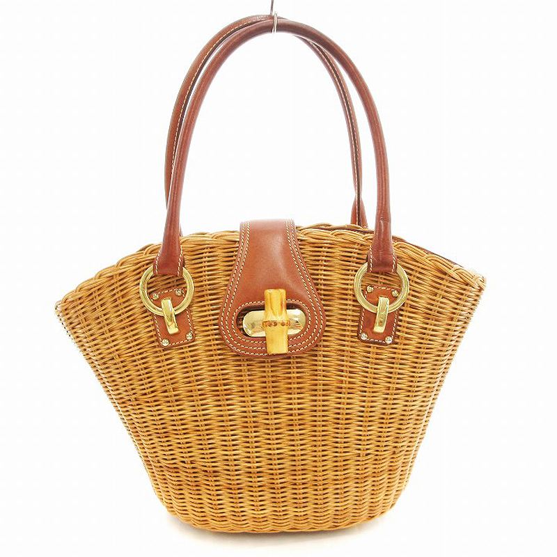 カパフ CAPAF かごバッグ トート イタリア製 ベージュ ブラウン /UO 