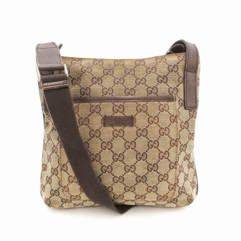 グッチ GUCCI ショルダーバッグ 斜めがけ GGキャンバス 茶 ブラウン 