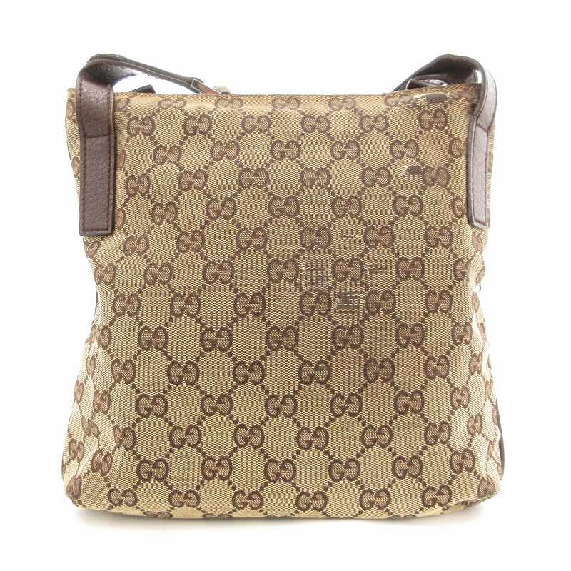 グッチ GUCCI ショルダーバッグ 斜めがけ GGキャンバス 茶 ブラウン 