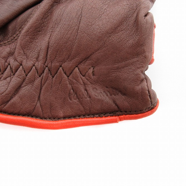 ポールスミス PAUL SMITH グローブ 手袋 レザー カシミヤライナー 茶