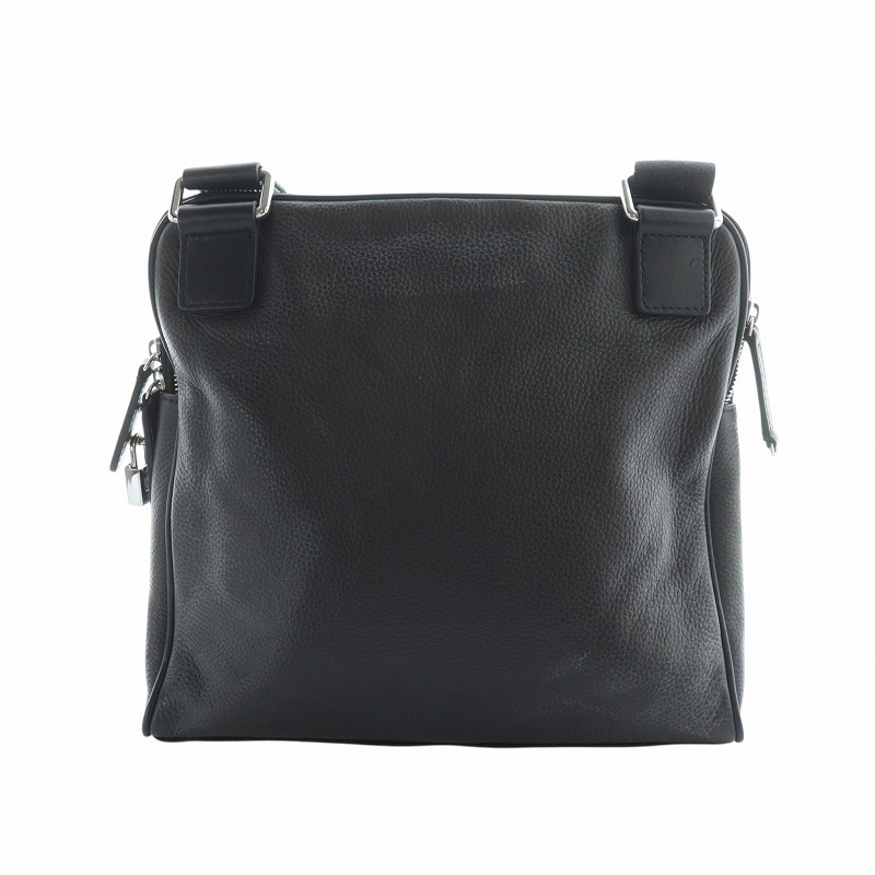 【ほぼ新品】Dolce & Gabbana ブラックレザーショルダーバッグ Dolce&Gabbana ショルダーバック レザー ブラック 南京錠