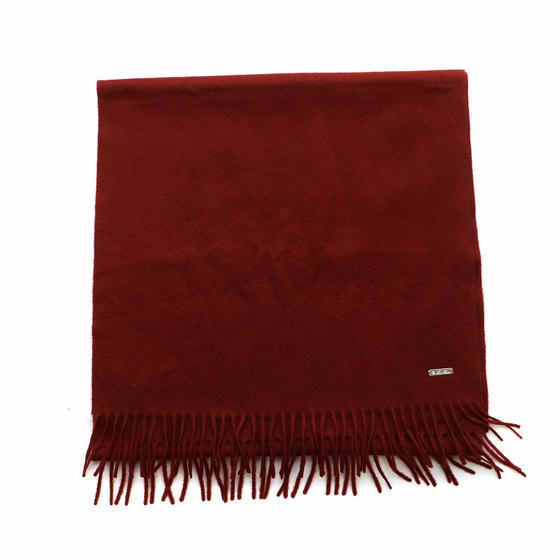ロロピアーナ 赤 カシミヤ 100％ フリンジマフラー ロロピアーナ Loro Piana マフラー ストール フリンジ ロゴ