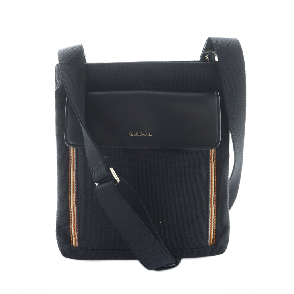 ✨本革✨マルチストライプ Paul Smithポールスミス ショルダーバッグ 黒 ポールスミス PAUL SMITH ショルダーバッグ 斜めがけ マルチ