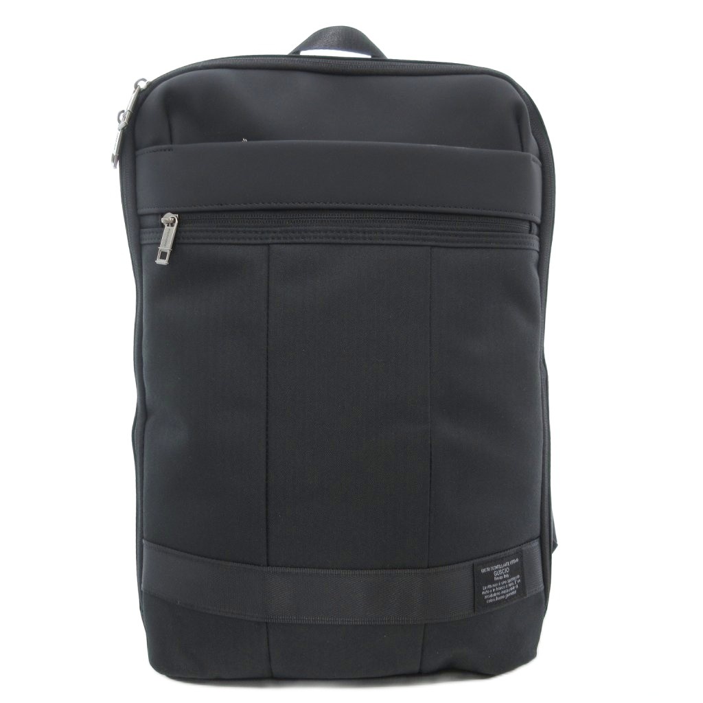 未使用品 グッシオ GUSCIO タグ付き 薄型 スリムリュックサック デイパック ロゴ 黒 ブラック 19-8025 AE メンズ 167-102508240143